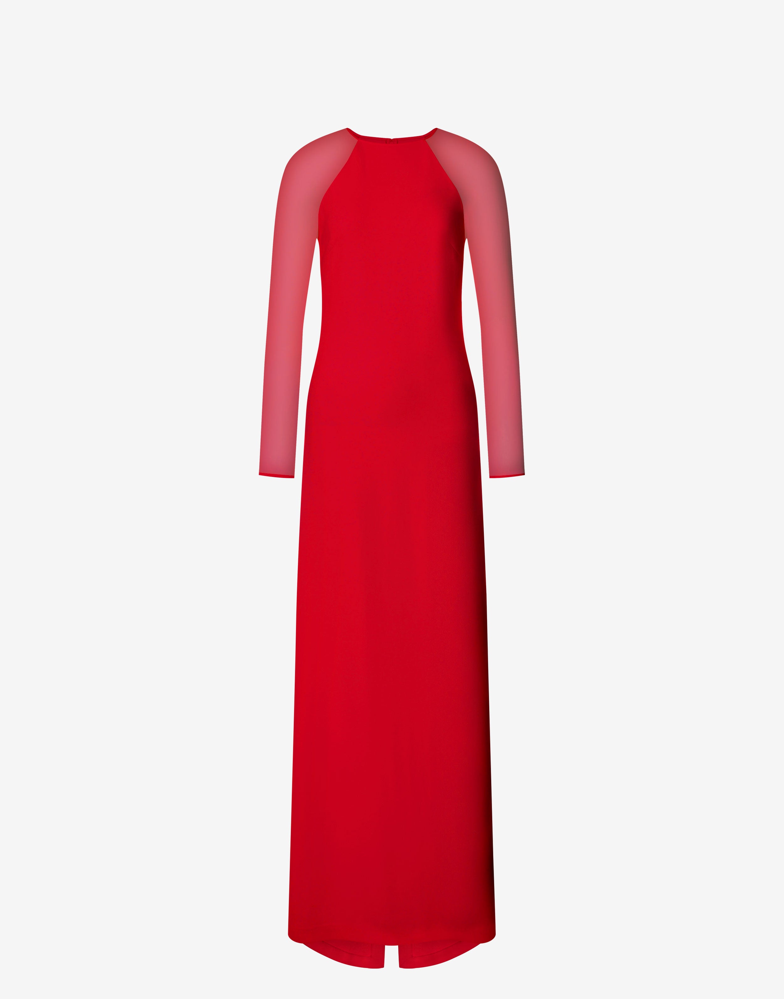 Fitted maxi dress with chiffon sleeves