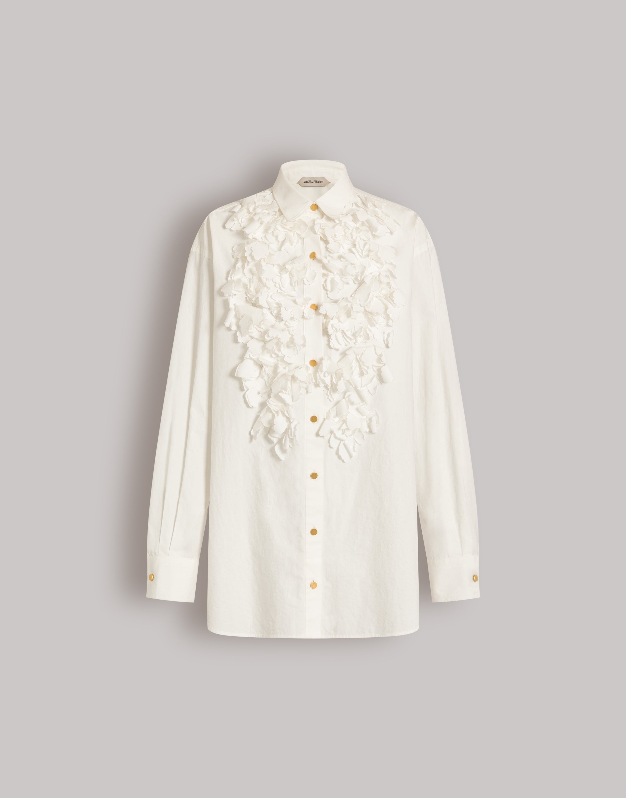アルベルタ　フェレッティ　ブラウス Cotton shirt with floral appliqués | Alberta Ferretti