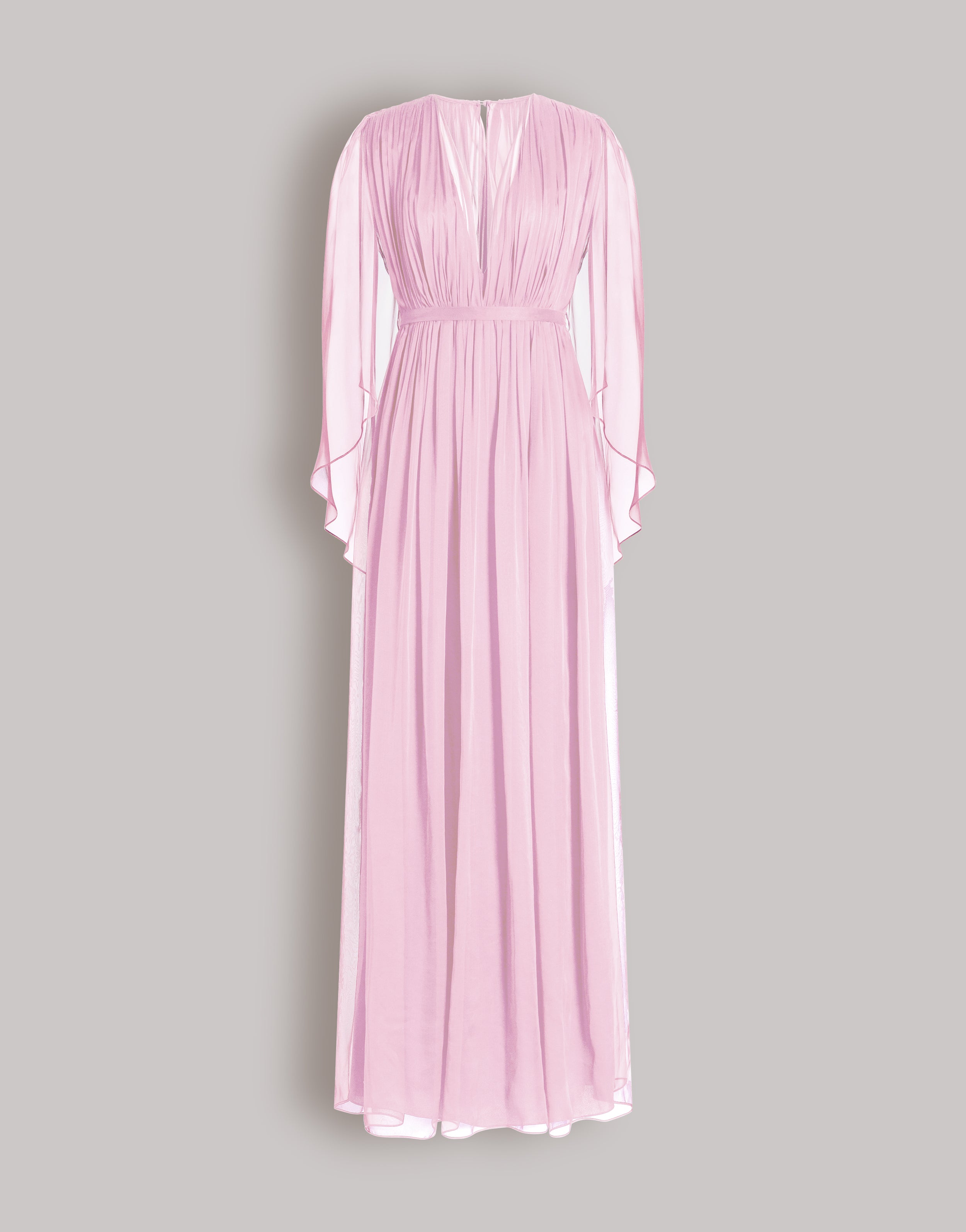 Long chiffon dress with V-neckline and cape | Alberta Ferretti Long chiffon dress with V-neckline and cape | Alberta Ferretti