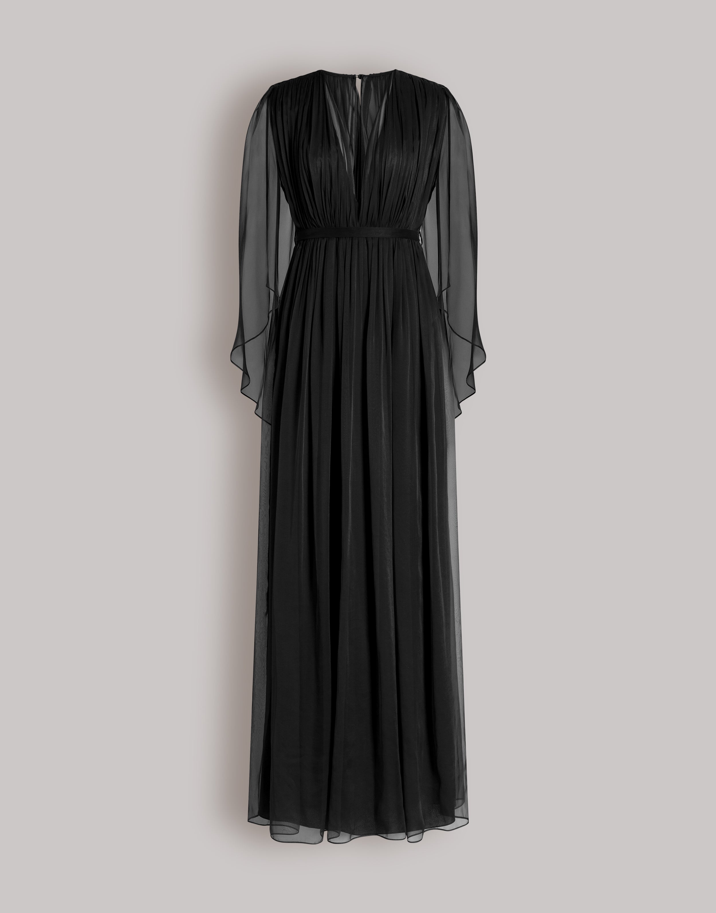 long black dress chiffon Simple A-line V-neck Evening Dresses With Slit Prom Full Length Long chiffon dress with V-neckline
