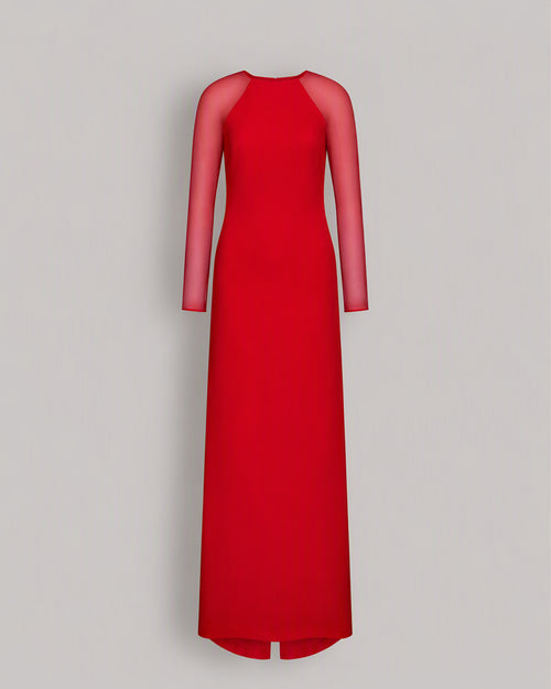 Fitted maxi dress with chiffon sleeves Red Alberta Ferretti Boutique Online 0