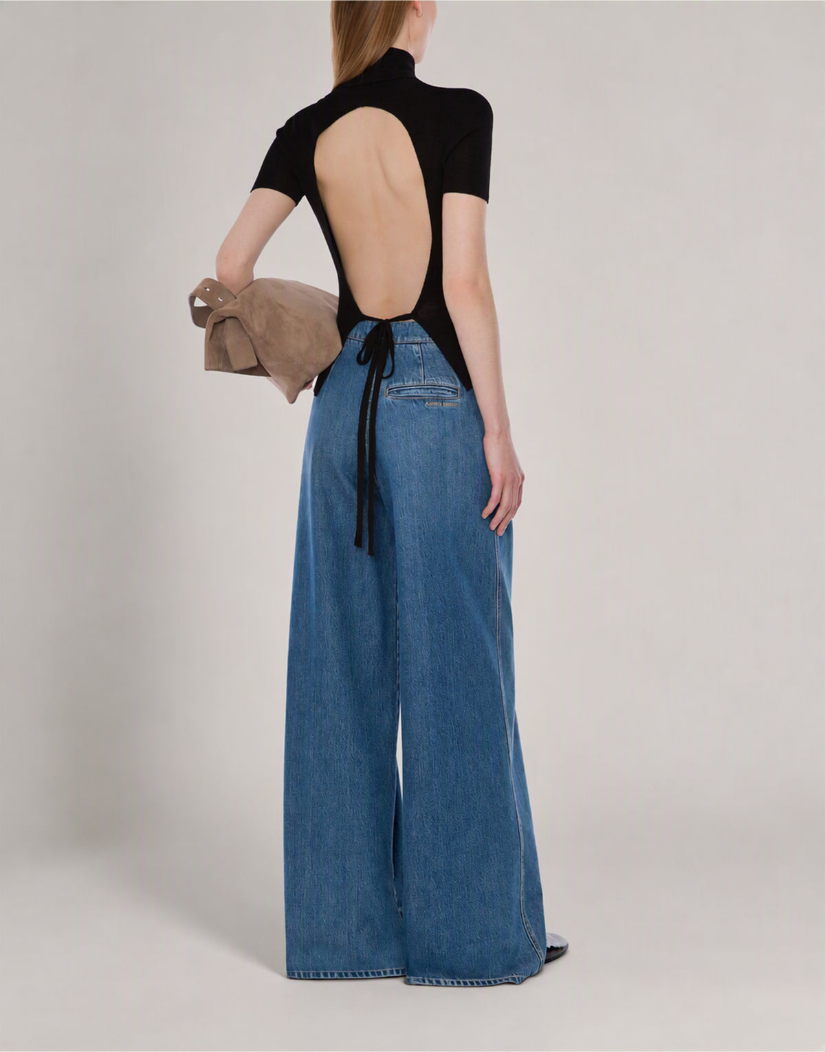 Top en laine et cachemire avec le dos dénudé 黑色 Alberta Ferretti Boutique Online 4