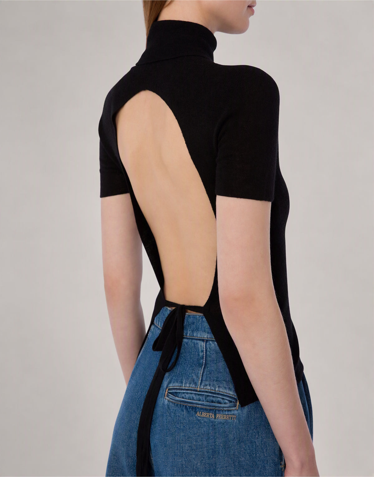 Top en laine et cachemire avec le dos dénudé 黑色 Alberta Ferretti Boutique Online 2