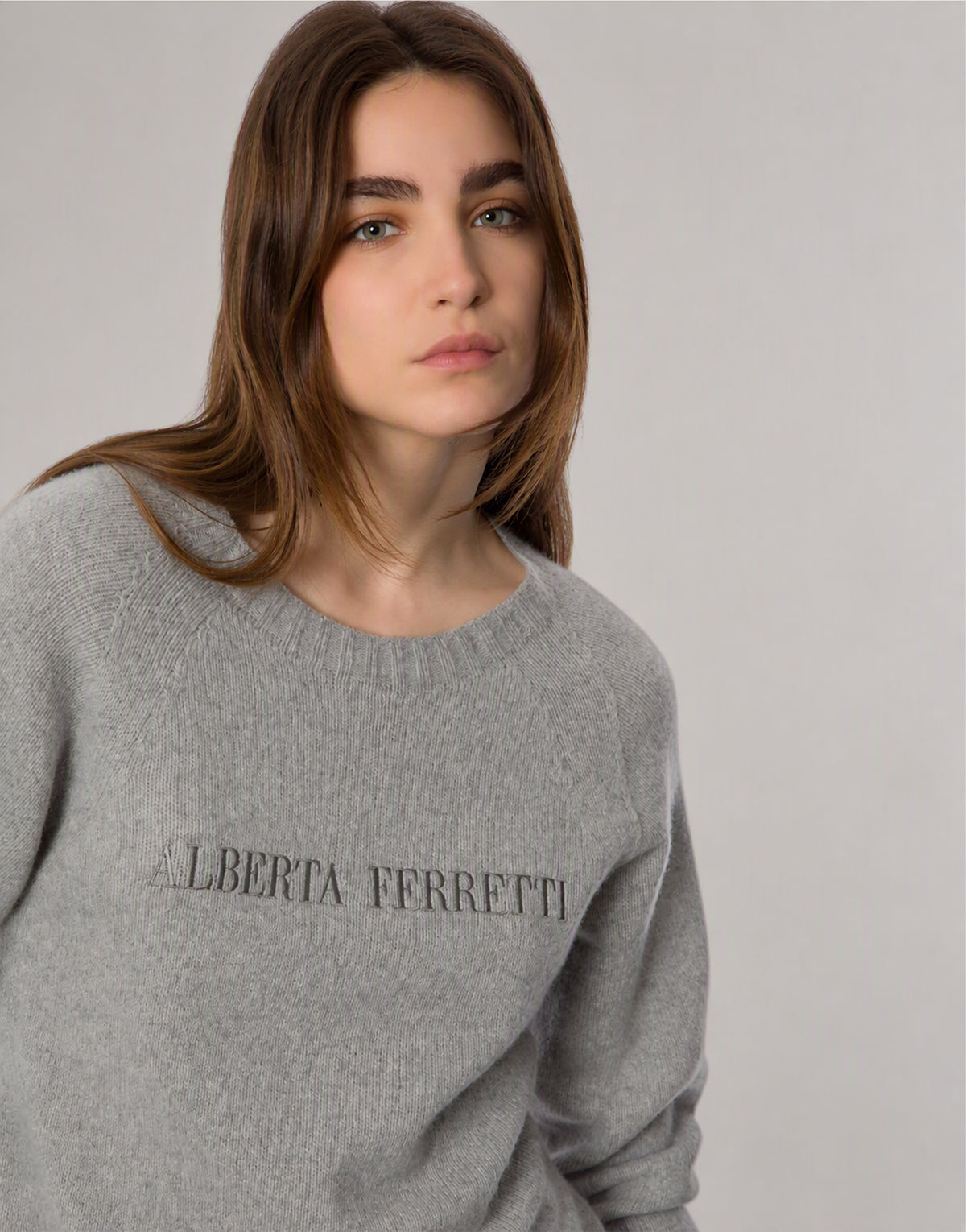 Logo cashmere sweater 灰色 Alberta Ferretti Boutique Online 1