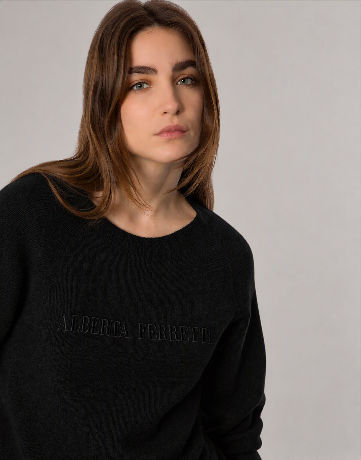 Logo cashmere sweater 黑色 Alberta Ferretti Boutique Online 1