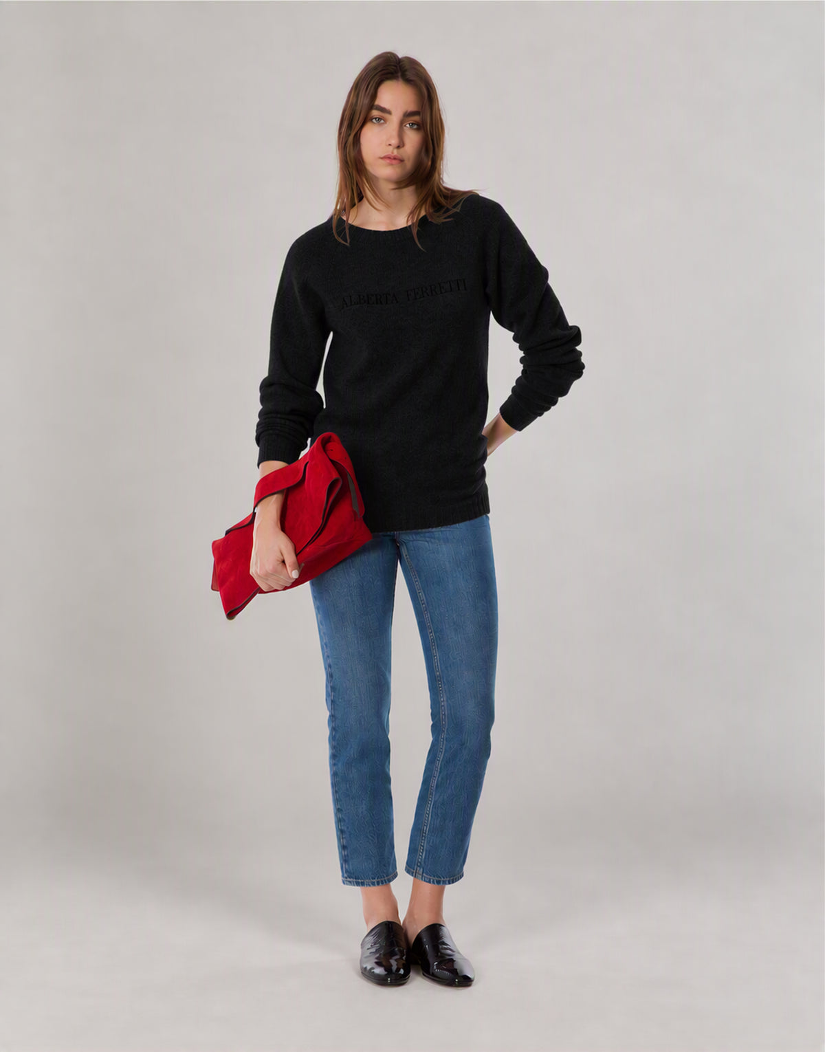 Logo cashmere sweater 黑色 Alberta Ferretti Boutique Online 2
