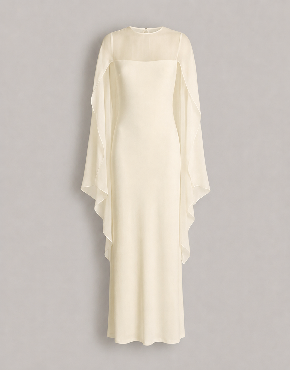 white long sleeve sheer dress with chiffon sleeves Color:Veg Tan soaked moment size-6Y Fat Lady in Yellow