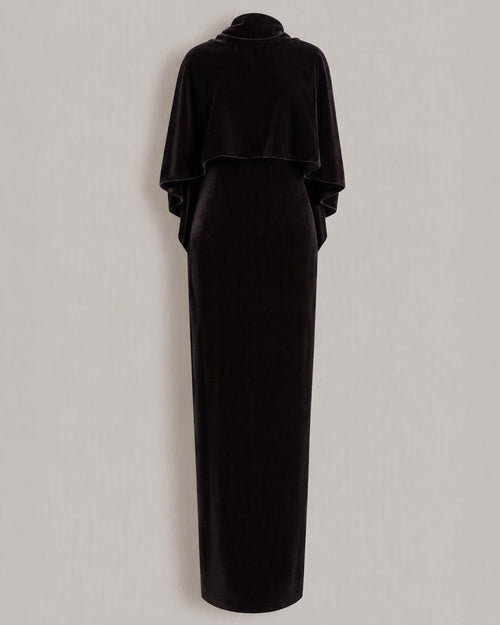 Velvet evening dress with capelet Purple Alberta Ferretti Boutique Online 0