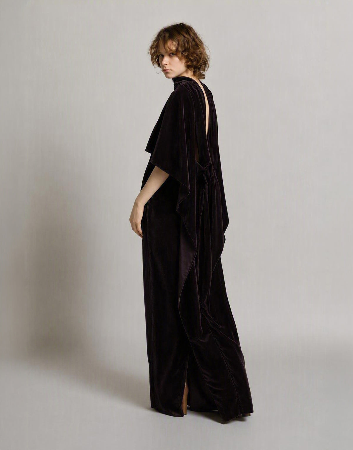 Velvet evening dress with capelet Purple Alberta Ferretti Boutique Online 3