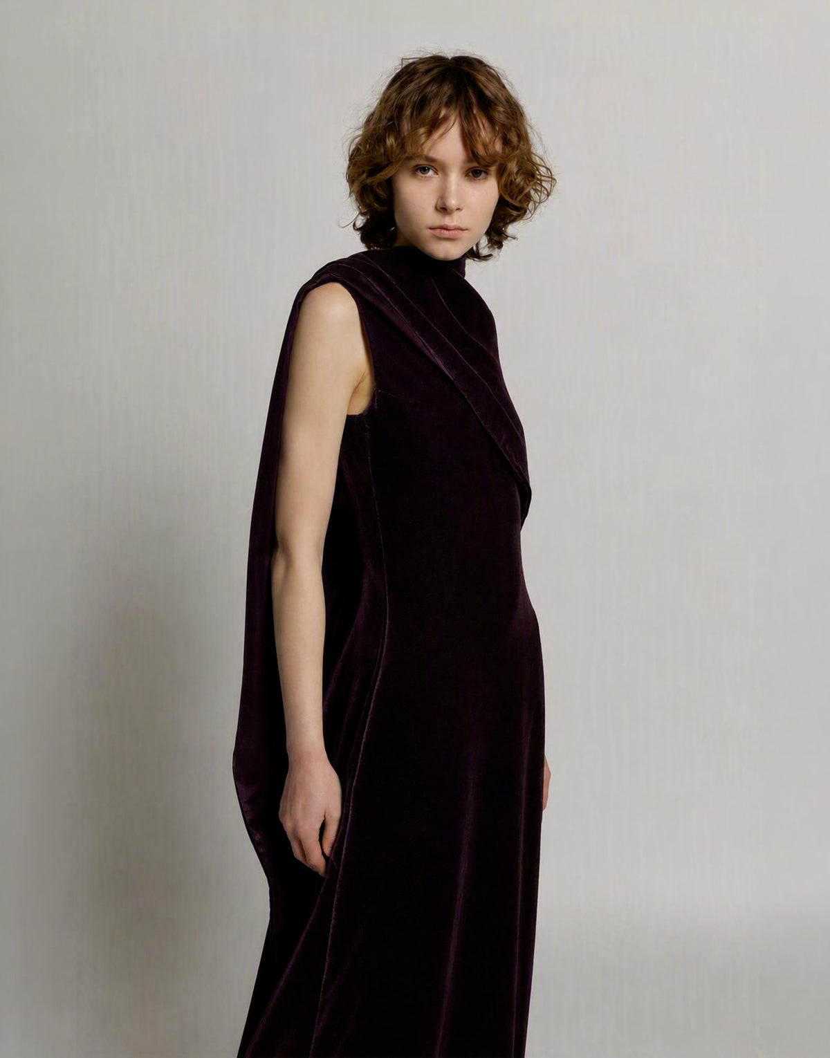 Velvet evening dress with capelet Purple Alberta Ferretti Boutique Online 4