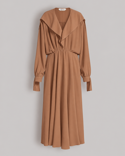 Enver satin long dress with ruffles