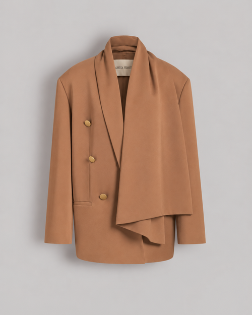 Zweireihige Enver-Satin-Jacke  Braun Alberta Ferretti Boutique Online 0