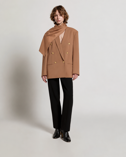 Zweireihige Enver-Satin-Jacke 