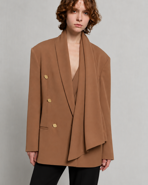Zweireihige Enver-Satin-Jacke  Braun Alberta Ferretti Boutique Online 1