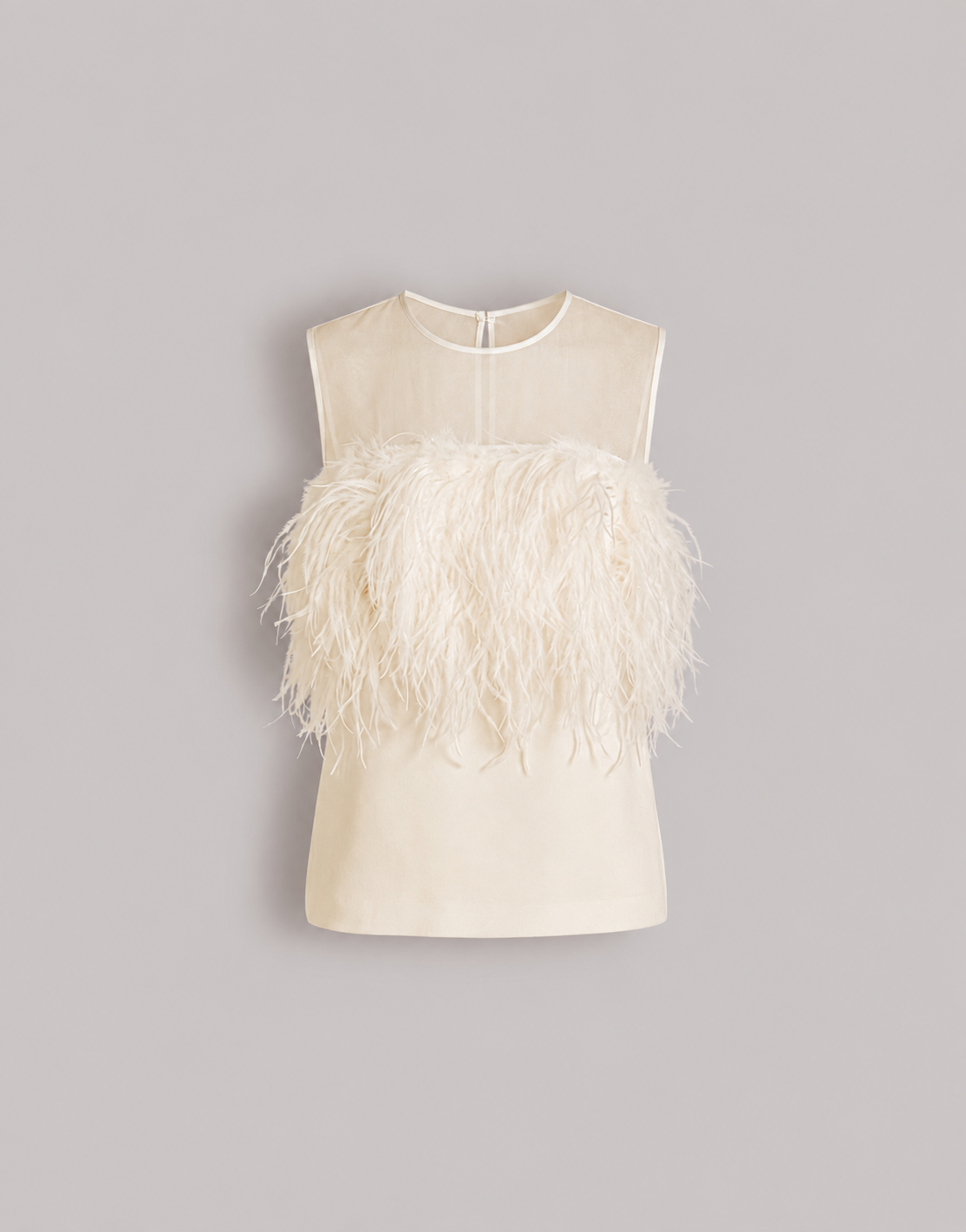 Enver satin top with feathers White Alberta Ferretti Boutique Online 1