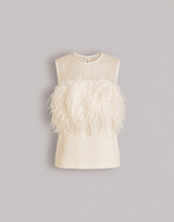 Enver satin top with feathers