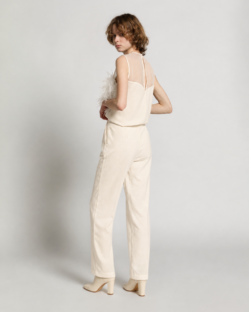 Enver satin top with feathers