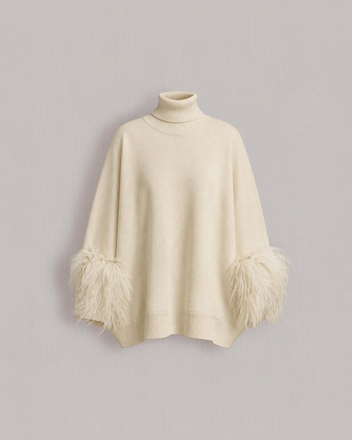 Extrafine merino wool sweater with feathered cuffs White Alberta Ferretti Boutique Online 0