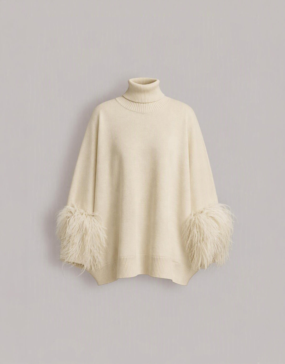 Extrafine merino wool sweater with feathered cuffs 白色 Alberta Ferretti Boutique Online 1