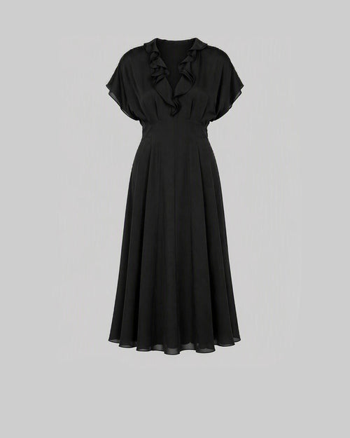 Fluid georgette midi dress Black Alberta Ferretti Boutique Online 0