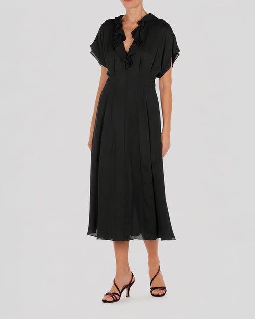 Fluid georgette midi dress Black Alberta Ferretti Boutique Online 1