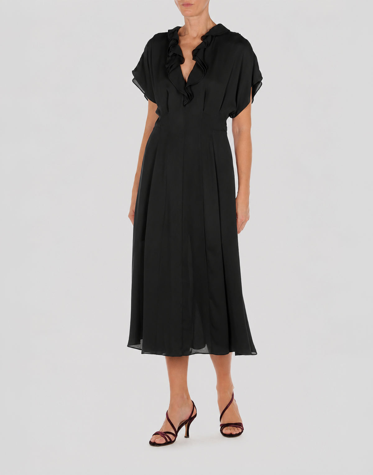 Fluid georgette midi dress Black Alberta Ferretti Boutique Online 2