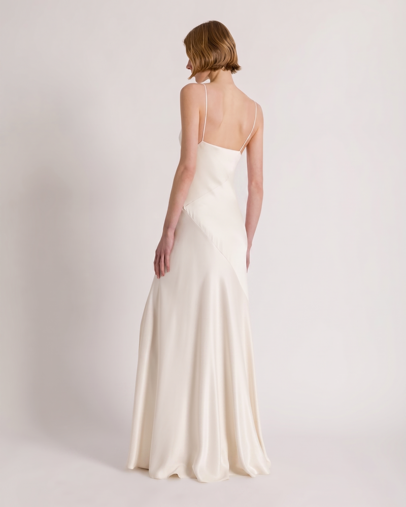 Abito lungo con spacco e spalline sottili Bianco Alberta Ferretti Boutique Online 1