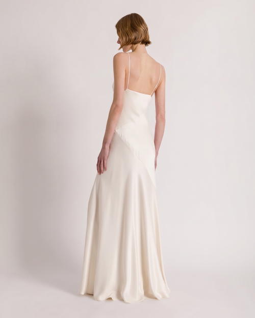 Long slip dress with side slit White Alberta Ferretti Boutique Online 1