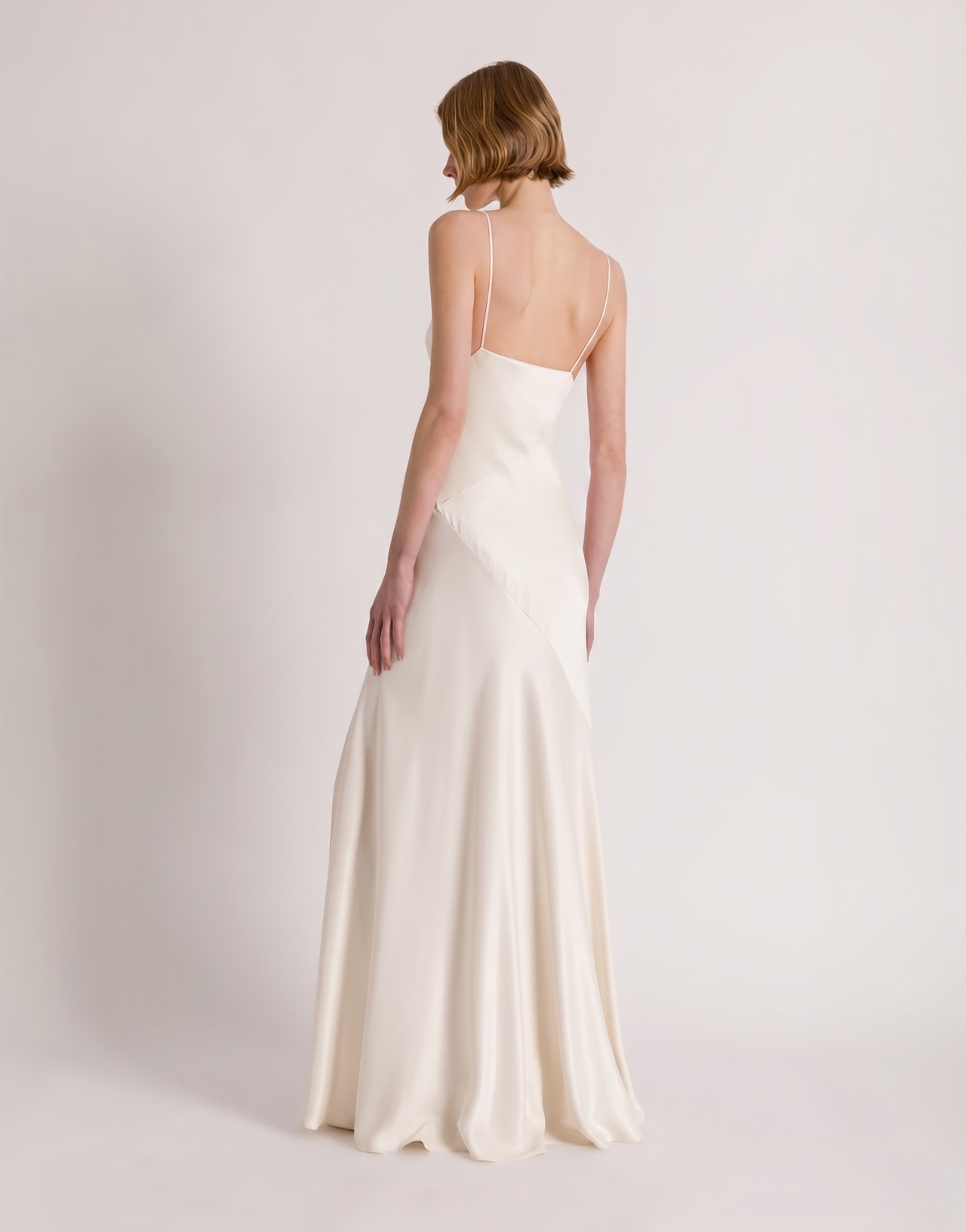 white maxi slip dress Long slip dress with side slit