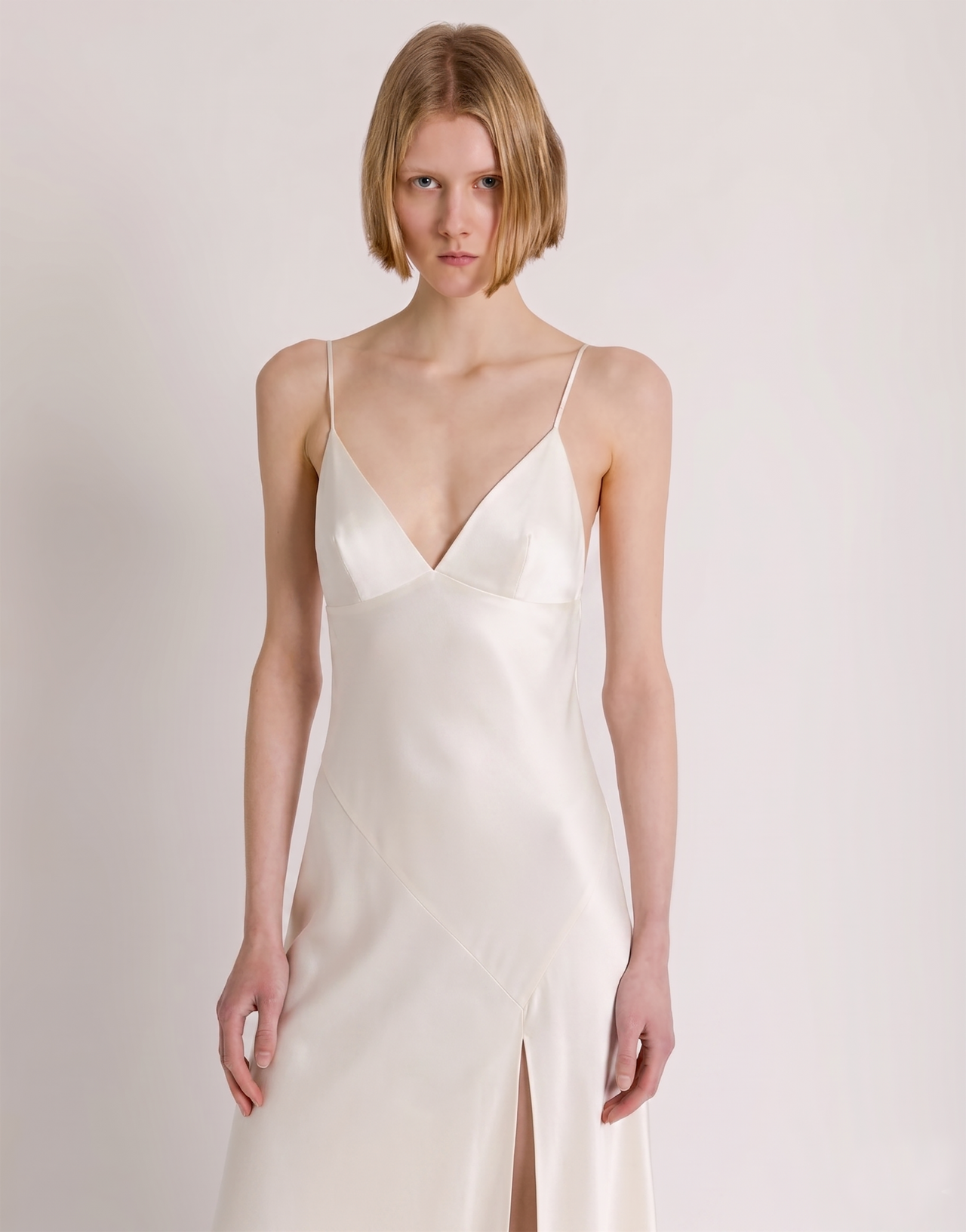 Long slip dress with side slit White Alberta Ferretti Boutique Online 3