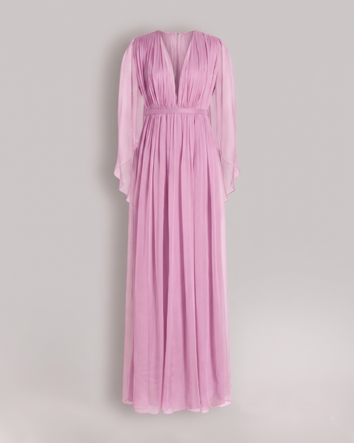 Abito lungo in chiffon con mantella 粉红色 Alberta Ferretti Boutique Online 0