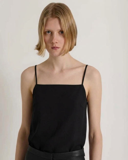 Top minimal in georgette Nero Alberta Ferretti Boutique Online 0