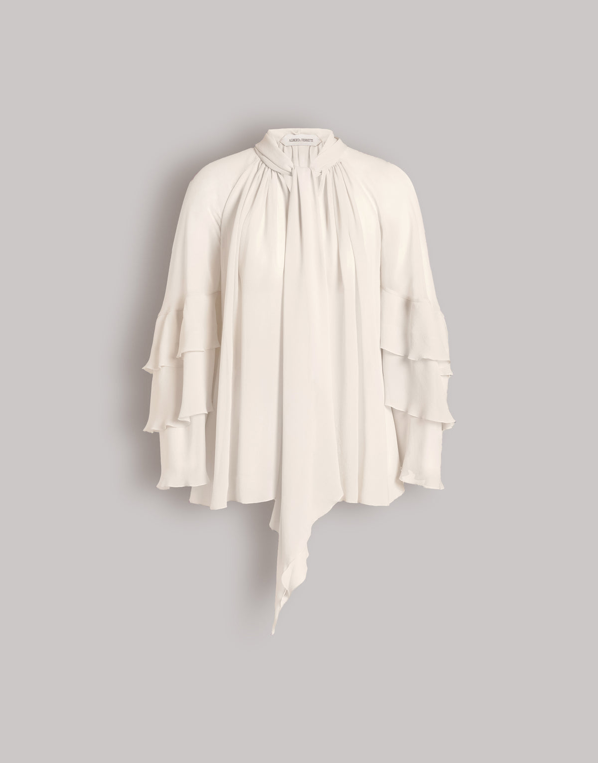 Bluse aus Seidengeorgette 白色 Alberta Ferretti Boutique Online 4