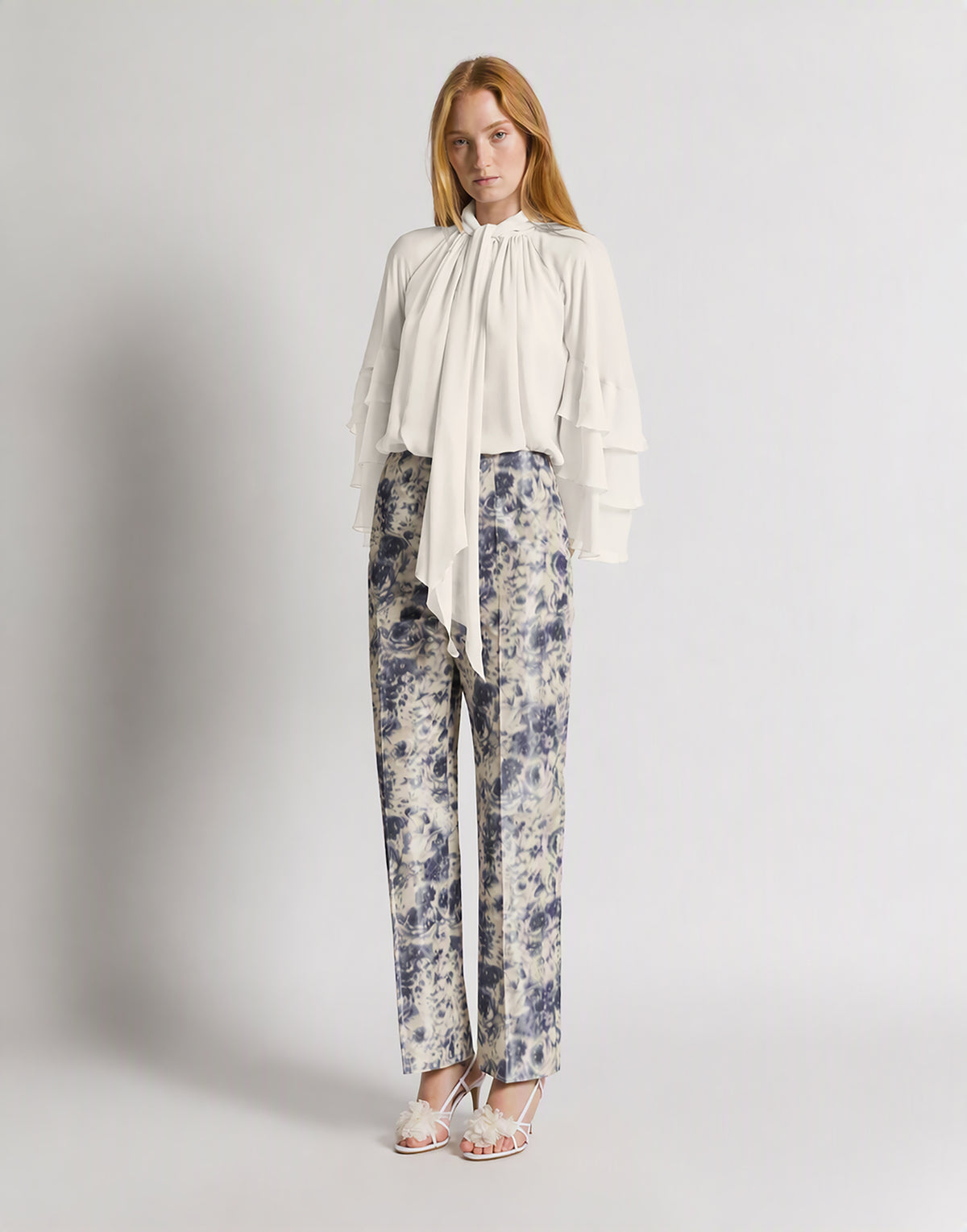 Bluse aus Seidengeorgette 白色 Alberta Ferretti Boutique Online 2