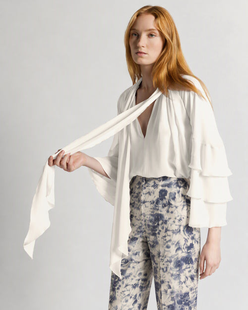Blouse in silk georgette White Alberta Ferretti Boutique Online 0