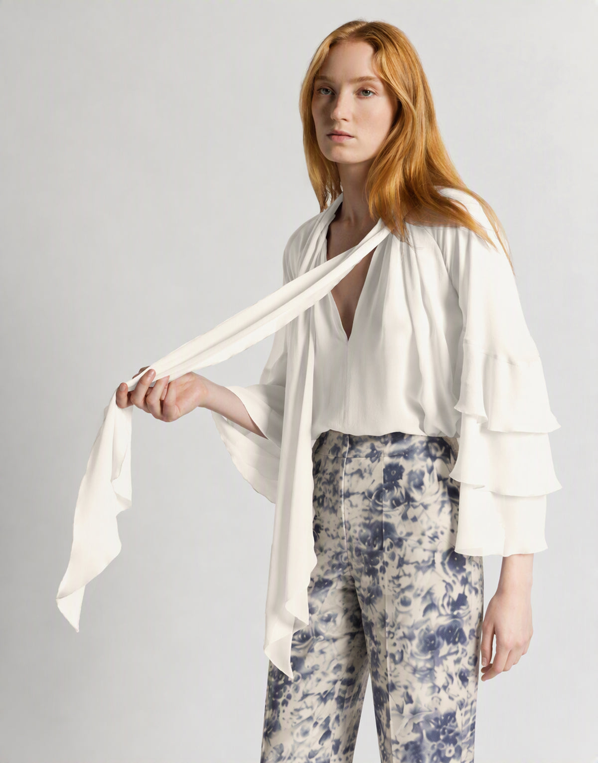 Bluse aus Seidengeorgette 白色 Alberta Ferretti Boutique Online 1