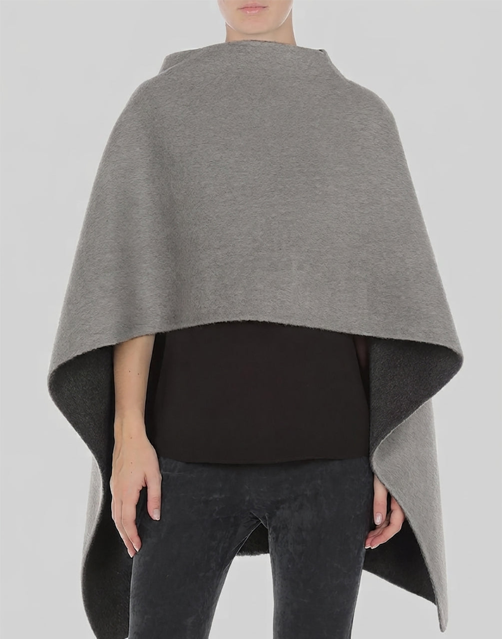 Cape Asymétrique Bicolore Double Face Gris Alberta Ferretti Boutique Online 3