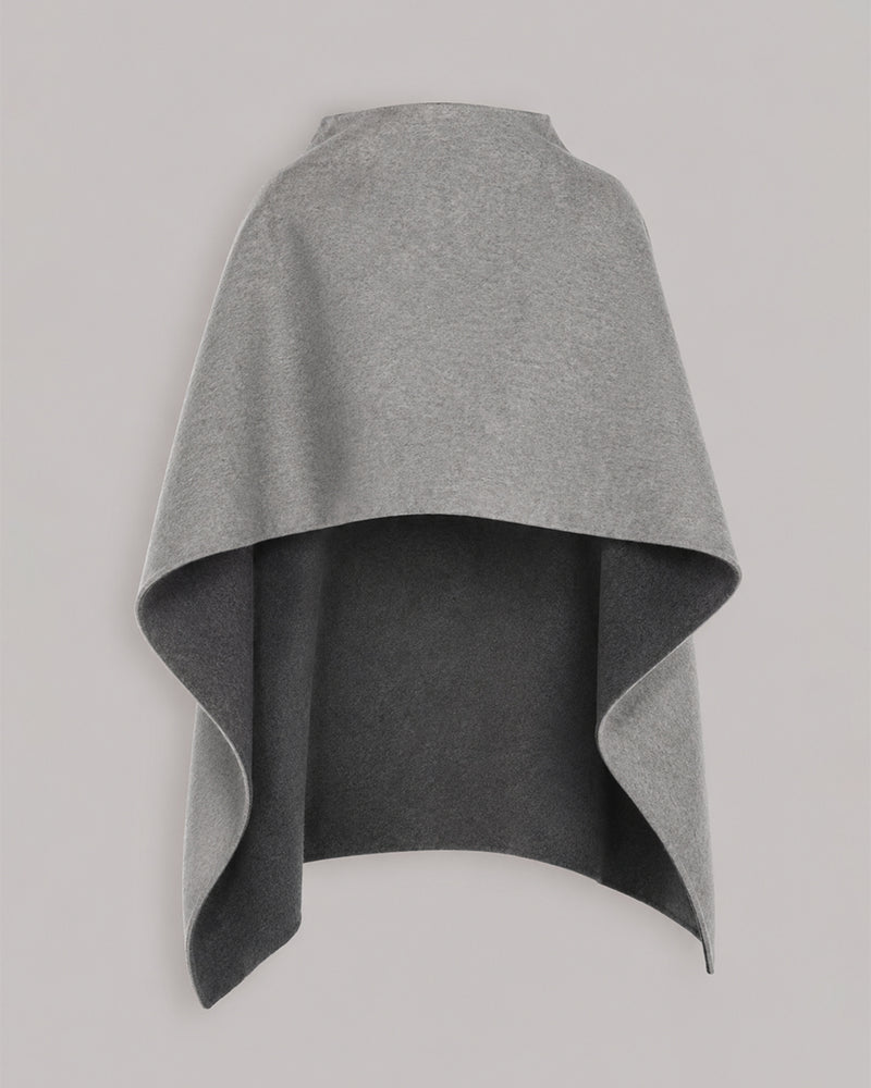 Asymmetrischer Cape aus zweifarbigem Double-Face-Tuch  Grau Alberta Ferretti Boutique Online 0