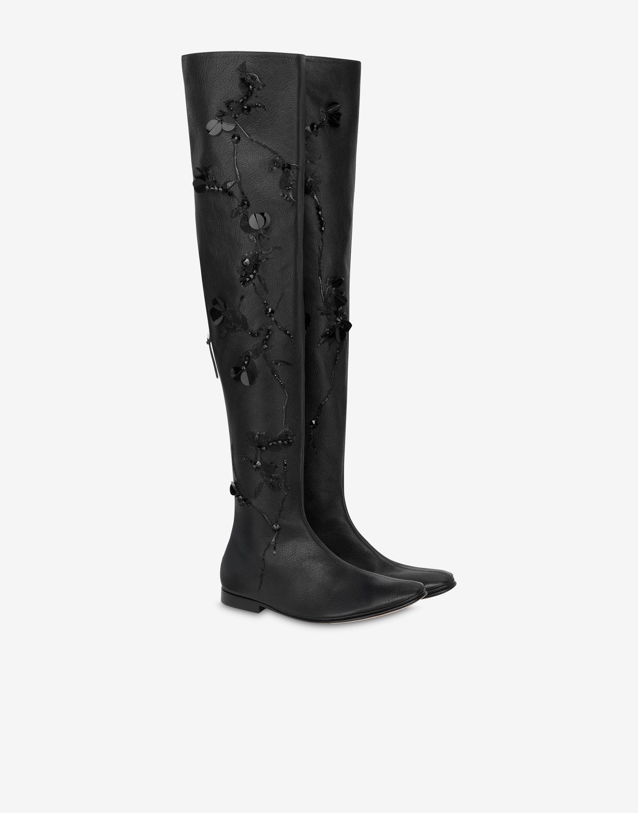 Botas de piel bordadas Negro Alberta Ferretti Boutique Online 1