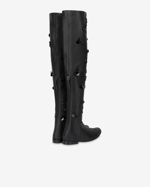 Embroidered leather boots Black Alberta Ferretti Boutique Online 1