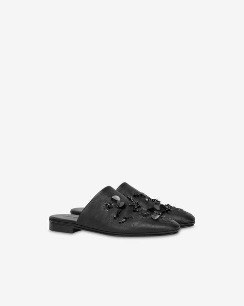 Embroidered leather slipper Black Alberta Ferretti Boutique Online 0