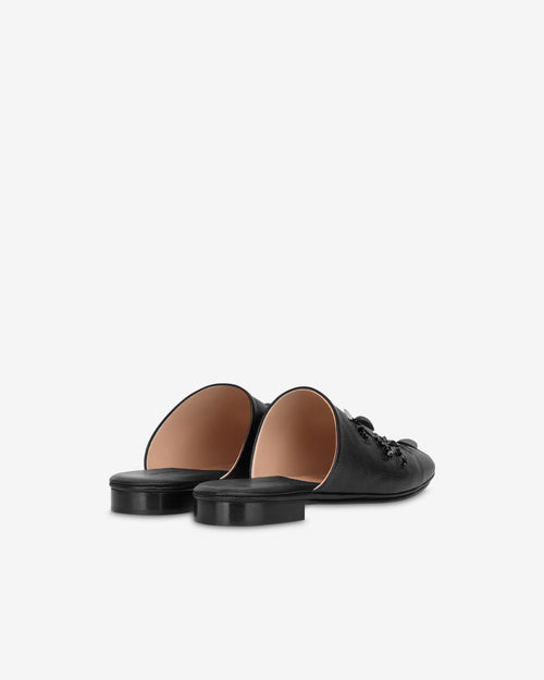 Embroidered leather slipper Black Alberta Ferretti Boutique Online 1