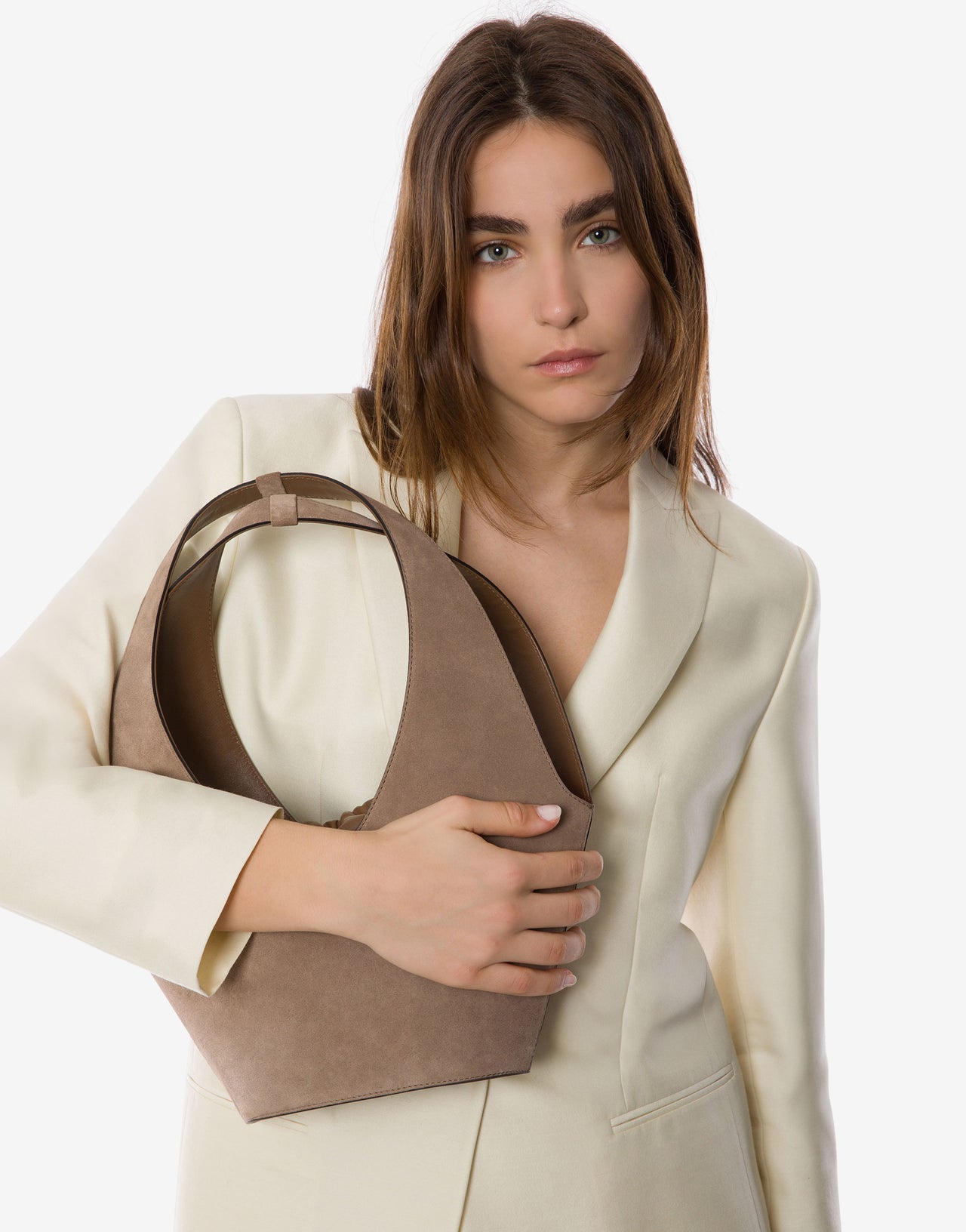 Suede maxi bag Beige Alberta Ferretti Boutique Online 4