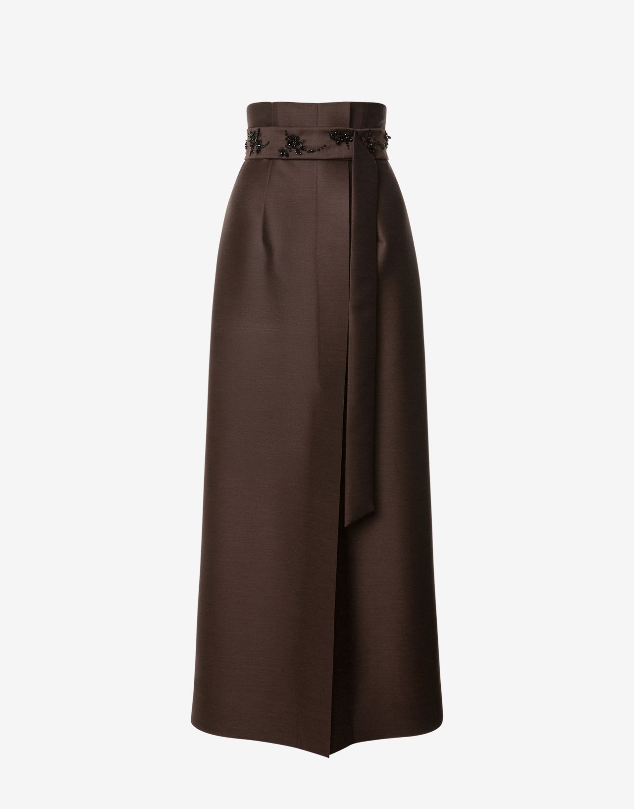 Embroidered wool and silk skirt. Brown Alberta Ferretti Boutique Online 4