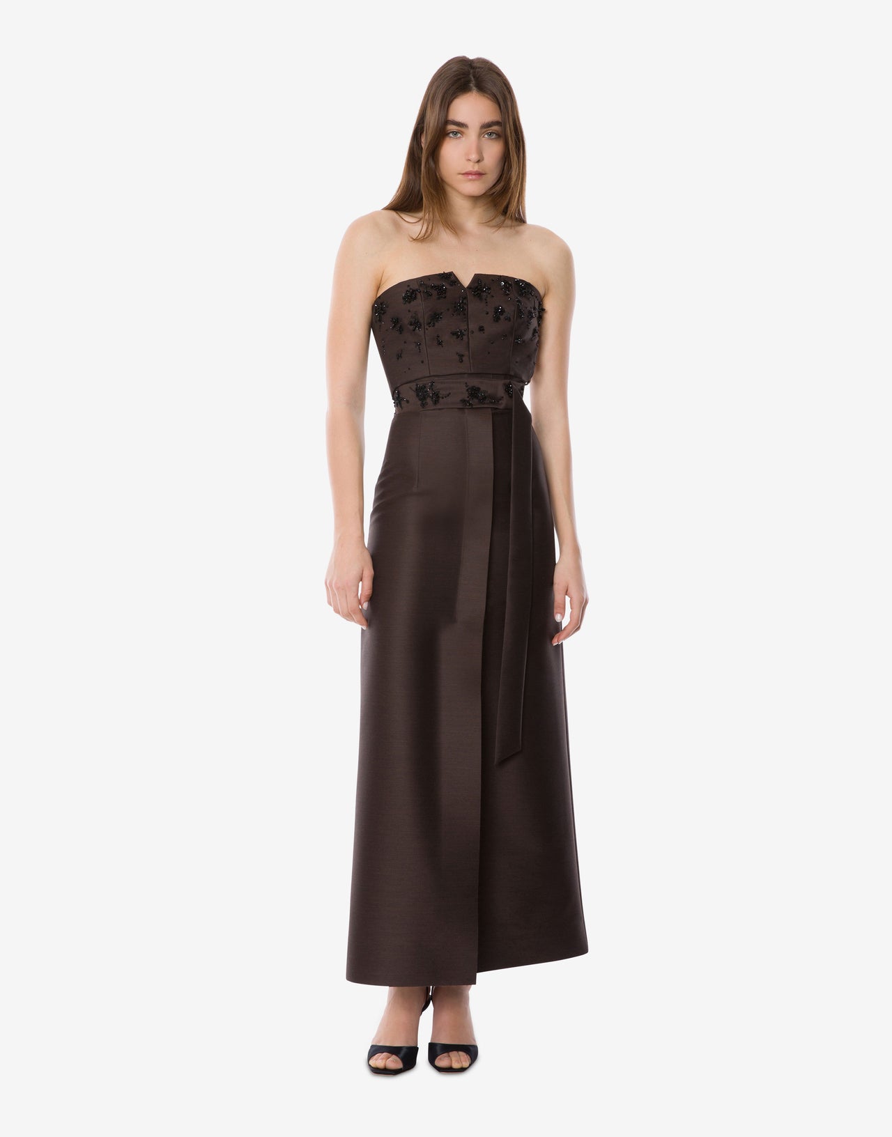 Embroidered wool and silk skirt. Brown Alberta Ferretti Boutique Online 1