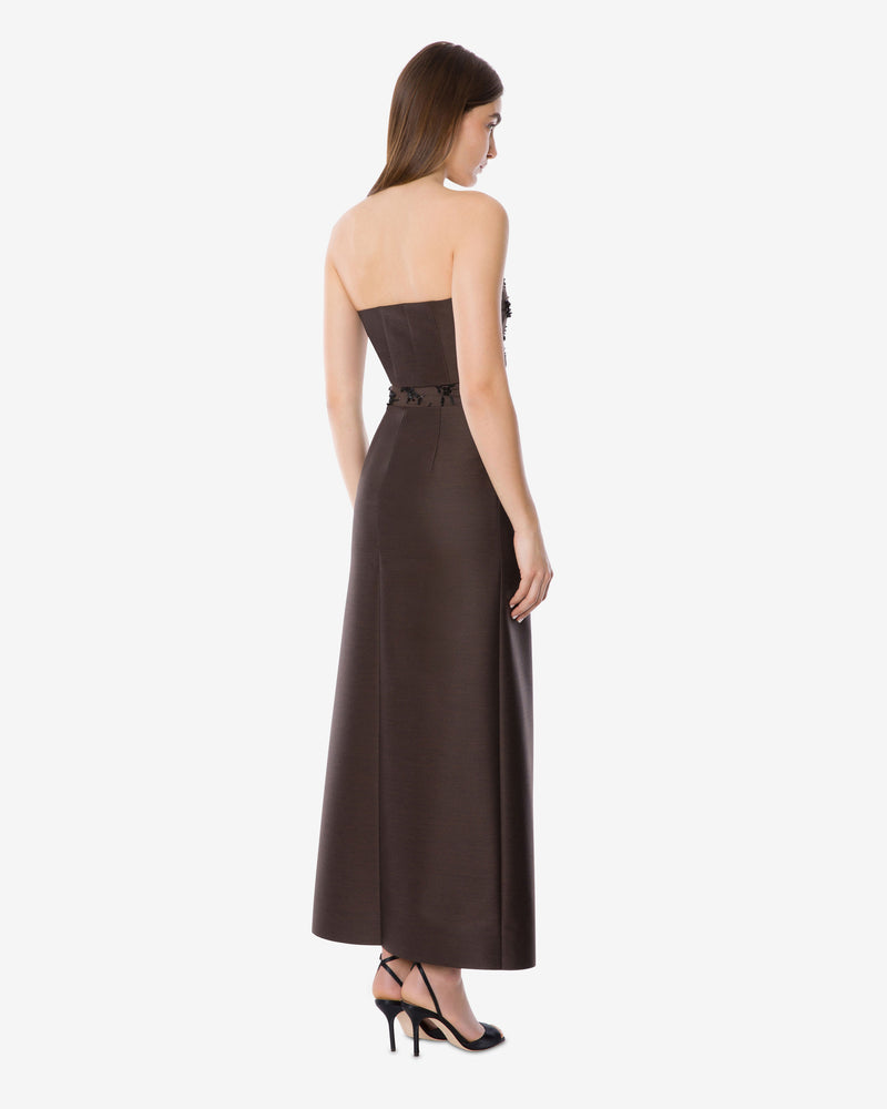 Embroidered wool and silk skirt. Brown Alberta Ferretti Boutique Online 1