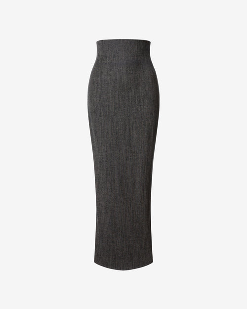 Stretch wool long skirt