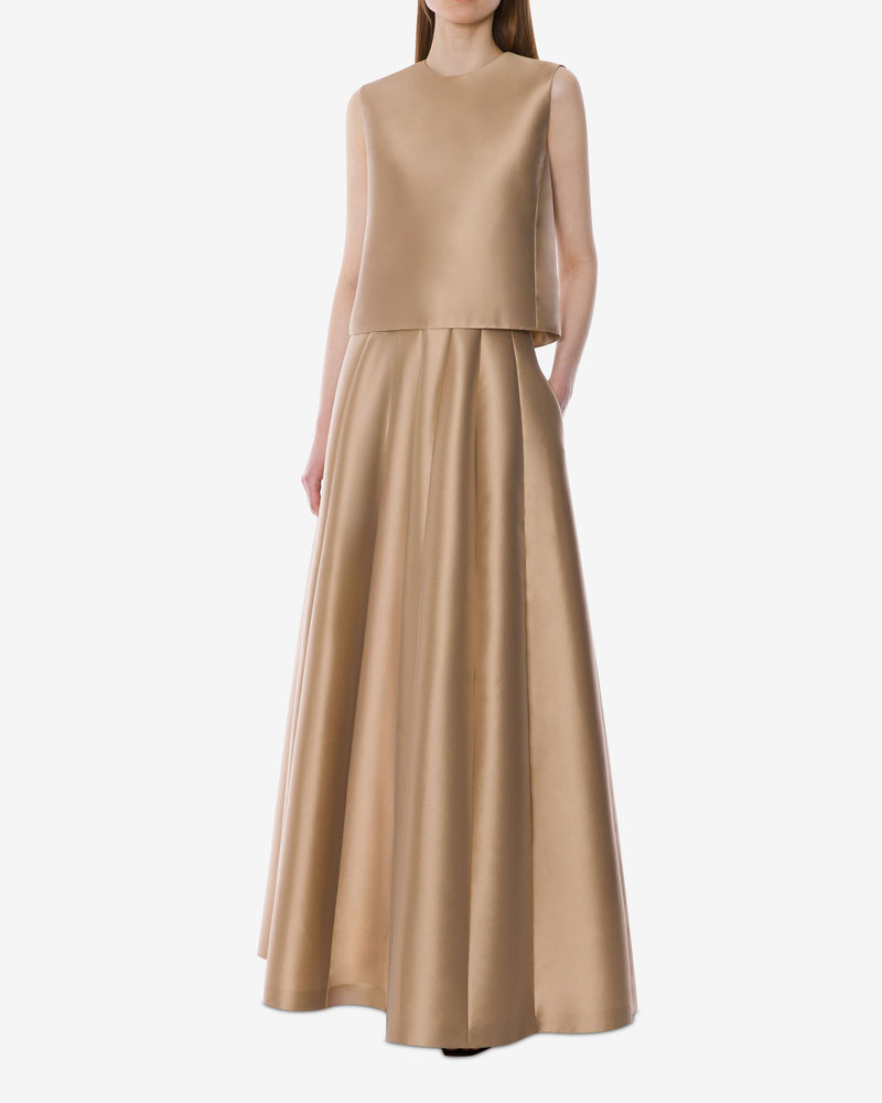 High-waisted mikado maxi skirt Gold Alberta Ferretti Boutique Online 1