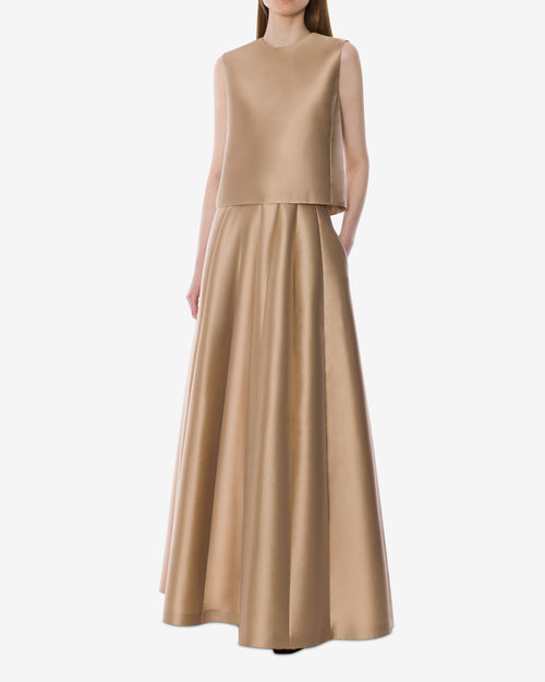 High-waisted mikado maxi skirt Gold Alberta Ferretti Boutique Online 1