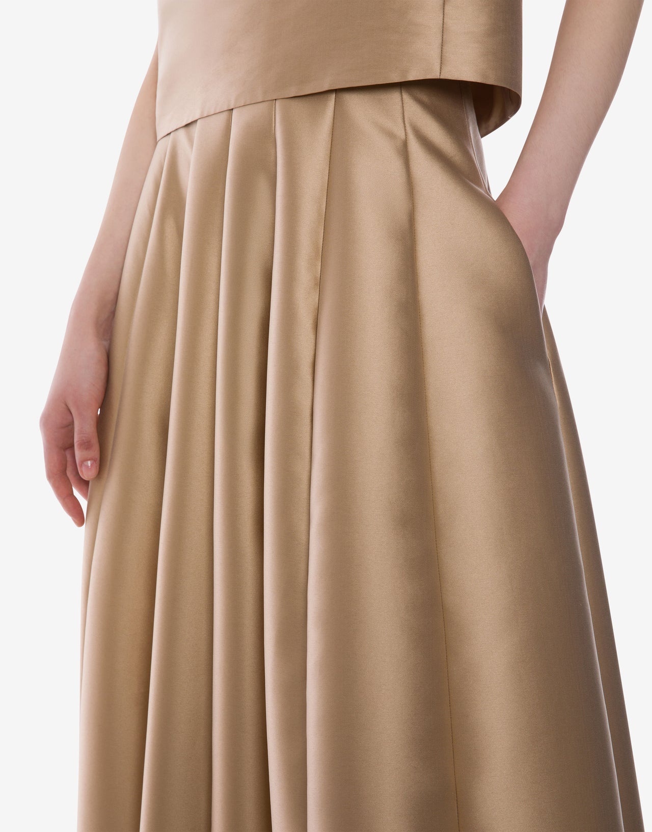 Jupe maxi taille haute en mikado Or Alberta Ferretti Boutique Online 4